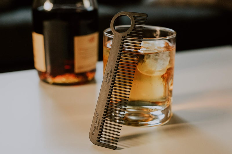 Chicago Comb Model 1 Carbon Fiber Comb + Horween Shell Cordovan Color No. 8 sheath, Made in USA, ultimate pocket & travel comb, smooth strong & light, anti-static, premium American leather - Image 4